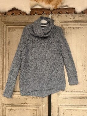 POL Plush Light Blue Cowl Neck Sweater